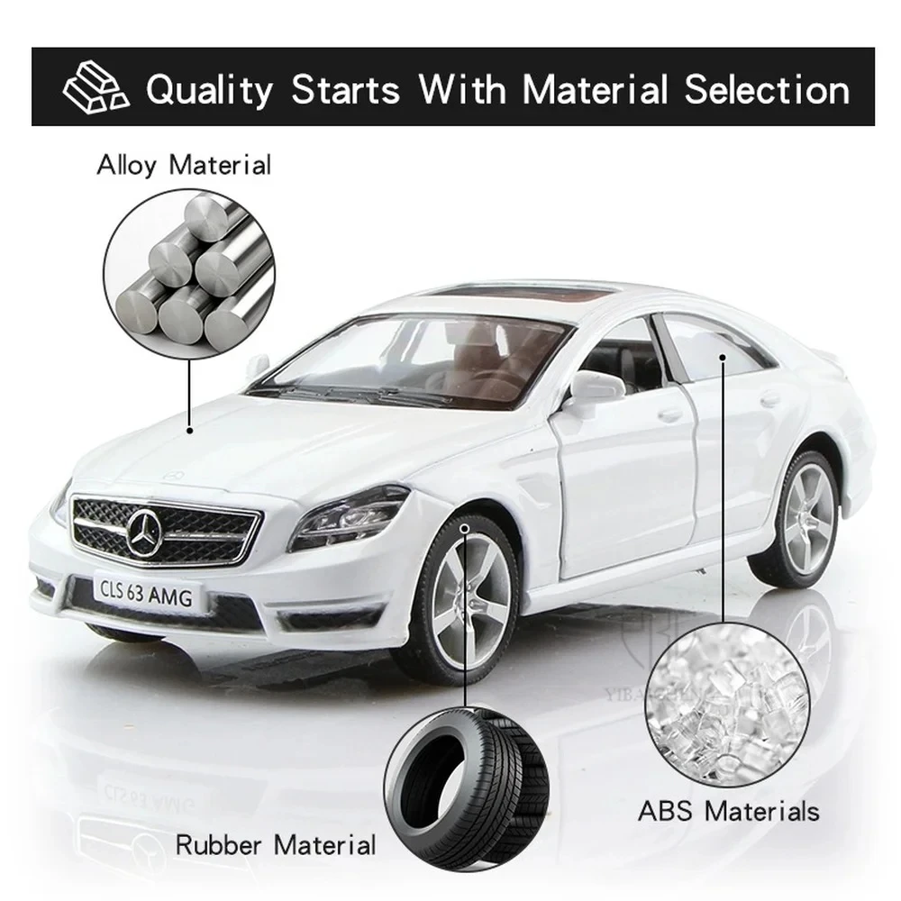 1/36 Scale Benz CLS Model Car Toys Diecast Alloy with Pull Back Rubber Tires Vehicle Models for Boys Kids Gifts Collections 5